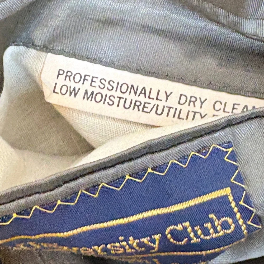 Vtg Polo University Club Ralph Lauren Wool Houndstooth Plaid Blazer Grey 42 USA